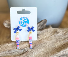 Patriotic Fish Bow Earrings | Enamel Coastal Earrings | Stars, Stripes & Summer Nights