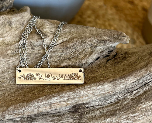 Mahjong Bar Necklace | Gold or Silver Stainless Steel | Engraved Mahjong Jewelry | Handmade Gift for Mahjong Players