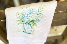 Hydrangea Tea Towel | Coastal Garden Kitchen Towel | Floral Kitchen Decor | Handmade in the Outer Banks