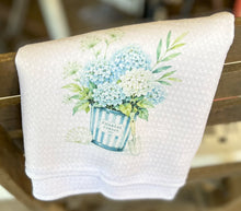 Hydrangea Tea Towel | Coastal Garden Kitchen Towel | Floral Kitchen Decor | Handmade in the Outer Banks