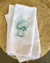 Hydrangea Tea Towel | Coastal Garden Kitchen Towel | Floral Kitchen Decor | Handmade in the Outer Banks