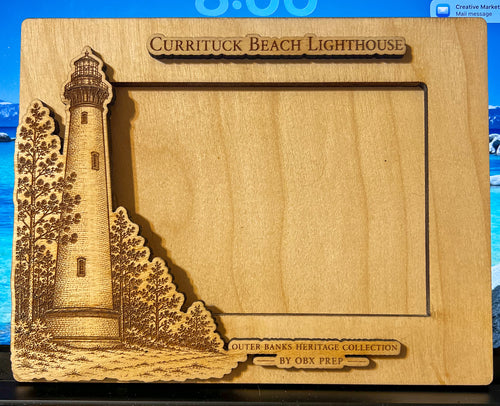 Outer Banks Heritage Collection Photo Frame | Handmade Wooden Landmark Picture Frame | Engraved Baltic Birch Keepsake