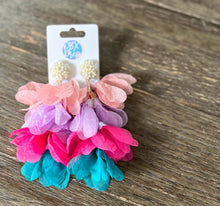Floral Petal Statement Earrings with Faux Pearl Posts.