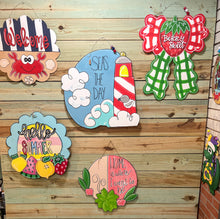 Seas the Day Birch Wood Door Hanger- Hand Painted Coastal Lighthouse Sign