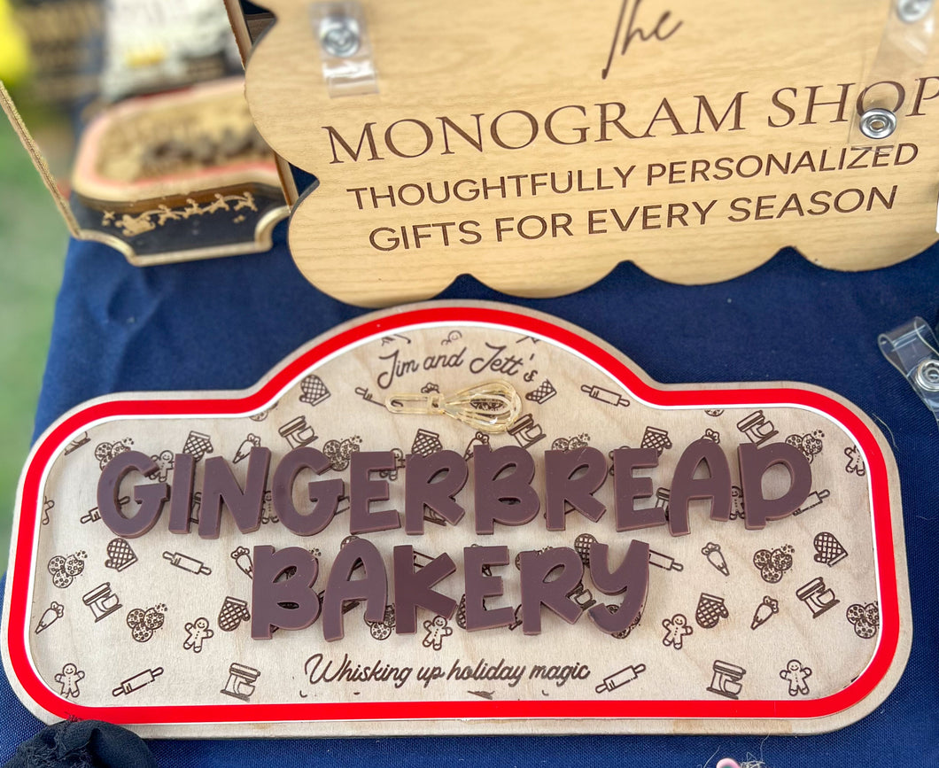 Personalized Gingerbread Bakery Kids' Playroom Pretend Sign