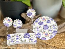Coastal Harvest Scalloped Badge Reel | Blue & White Floral Badge Holder | Pumpkin Badge Reel | Nurse Teacher ID Badge