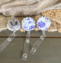 Coastal Harvest Scalloped Badge Reel | Blue & White Floral Badge Holder | Pumpkin Badge Reel | Nurse Teacher ID Badge