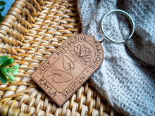 Personalized Birth Flower Keychain | Engraved Wood Birth Month Key Ring | Custom Name Gift | Birth Flower Collection