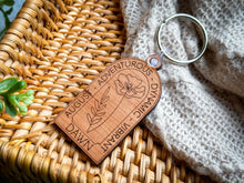 Personalized Birth Flower Keychain | Engraved Wood Birth Month Key Ring | Custom Name Gift | Birth Flower Collection