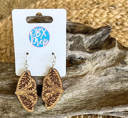 Handmade Birch Wood Folk Moth Earrings – Golden Oak Stained Boho Dangles.