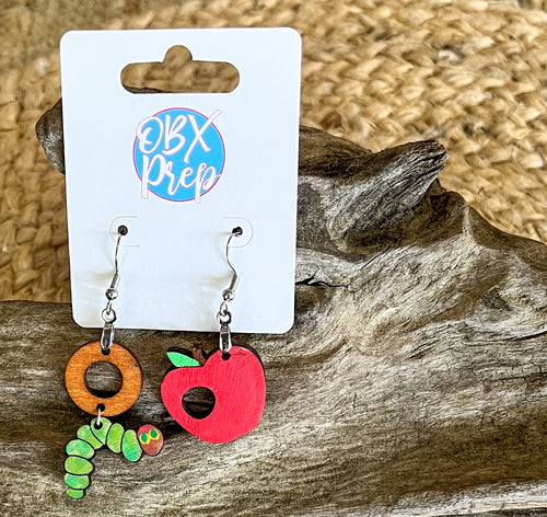 The Very Hungry Caterpillar Hand-Painted Birch Earrings – Handmade in the OBX