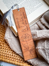 Personalized Birth Flower Bookmark | Engraved Wood Birth Month Bookmark with Tassel | Custom Name Book Lover Gift