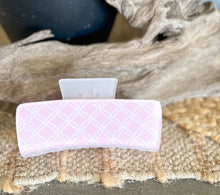 Pink Trellis Hair Claw | Preppy Pink & White Hair Clip | Coastal Hair Accessory | Large Acrylic Hair Claw