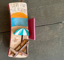 "Here for the Rays" Hand Painted Birch Wood Hair Claw – Coastal 3D Beach Chair Clip Made in OBX