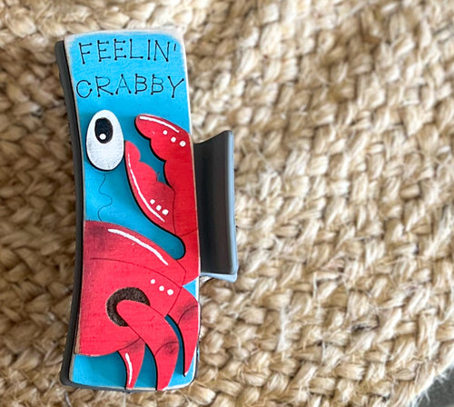 Feelin' Crabby Hand Painted Crab Hair Claw- Handmade Coastal Accessory