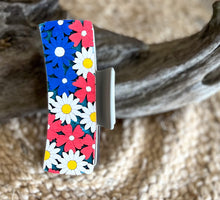 Patriotic Red White and Blue Floral Hand Painted Hair Claw