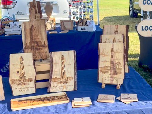 OBX HERITAGE LIGHTHOUSE COLLECTION Engraved Live Edge Wood Plaques
