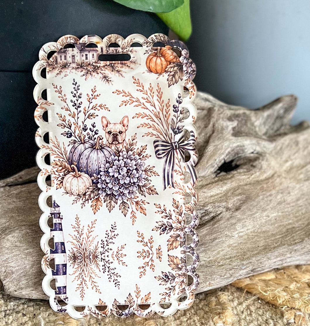 October on the Coast Scalloped Badge Buddy | Preppy Fall Badge Backer | Coastal Autumn ID Badge Accessory | OBX Badge Buddy