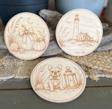 October on the Coast Wood Coaster Set | Engraved Baltic Birch Coastal Fall Coasters | Outer Banks Fall Home Decor | Set of 4