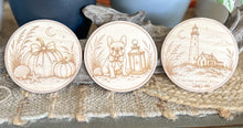 October on the Coast Wood Coaster Set | Engraved Baltic Birch Coastal Fall Coasters | Outer Banks Fall Home Decor | Set of 4