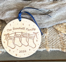 Personalized Family Stocking Ornament | Engraved Baltic Birch Christmas Keepsake