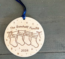 Personalized Family Stocking Ornament | Engraved Baltic Birch Christmas Keepsake