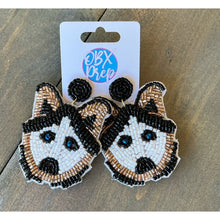 Husky Dog Mom Seed Beaded Drop Earrings - OBX Prep