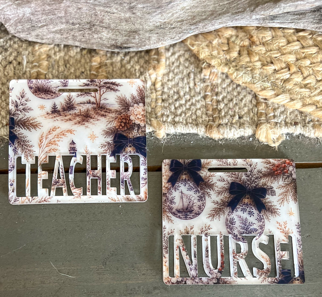 Coastal Christmas Nurse or Teacher Badge Buddy
