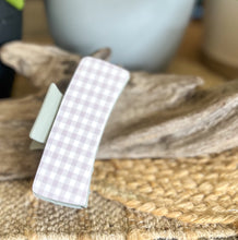 Grey Gingham Hair Claw | 4.5 Inch Acrylic Claw Clip | Neutral Coastal Hair Accessory