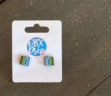 Hand-Painted Book Stack Stud Earrings – Birch Wood Earrings for Book Lovers & Teachers.