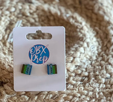 Hand-Painted Book Stack Stud Earrings – Birch Wood Earrings for Book Lovers & Teachers.