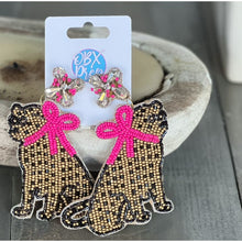 Jaguar with Pink Bow Exclusive Preppy Dangle Earrings - OBX Prep