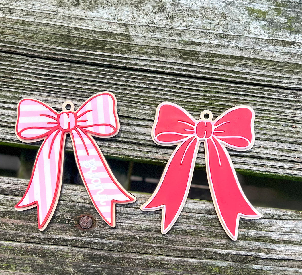 Personalized Preppy Bow Christmas Ornament