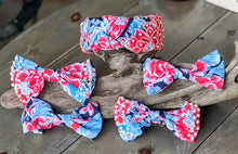 Patriotic Chinoiserie Floral Dog Bow Clip and Dog Collar Bowtie.