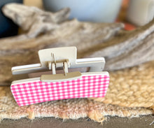 Red Gingham Preppy Christmas Acrylic Hair Claw Clip | Holiday Stocking Stuffer