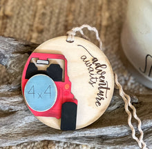 Adventure Awaits 4 x 4 Ornament – Hand-Painted Birch Wood