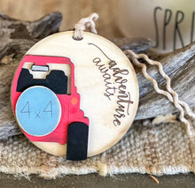 Adventure Awaits 4 x 4 Ornament – Hand-Painted Birch Wood