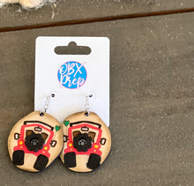 Hand-Painted Jeep Earrings – 3D Birch Wood with Green Heart Balloon