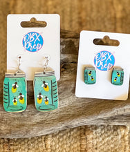 Firefly Jar Earrings – Hand-Painted Birch Wood in Stud or Dangle.