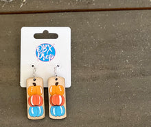 Stacked Pumpkin Dangle Earrings – Hand-Painted Birch Wood