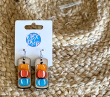 Stacked Pumpkin Dangle Earrings – Hand-Painted Birch Wood