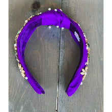 Mardi Gras Jeweled Hand Sewn Top Knot Purple Headband - OBX Prep