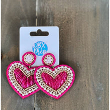 Seed Beaded Heart Drop Earrings Valentine's Day Earrings - OBX Prep