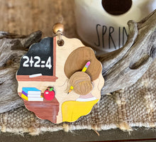 Hand-Painted Teacher Ornament – Scalloped Birch Wood