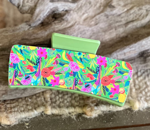 Tropical Bird Hair Claw | Bold Printed Acrylic Clip | Handmade in OBX