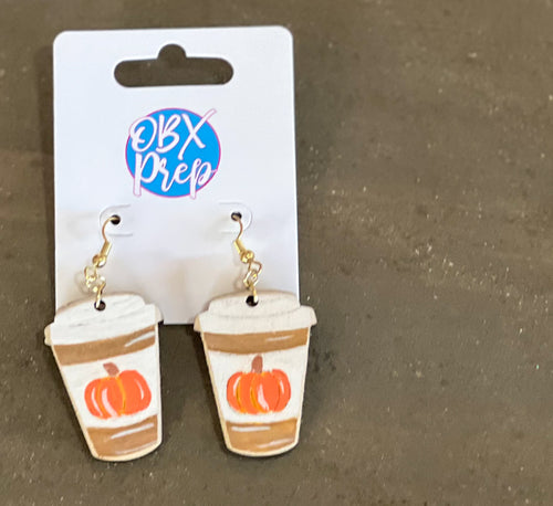 Pumpkin Spice Latte Hand-Painted Earrings