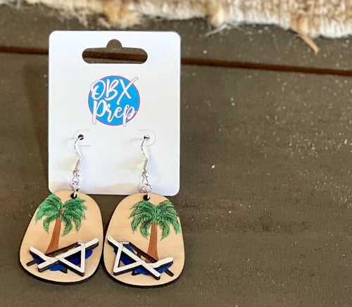 Adirondack Beach Scene Hand-Painted Earrings.