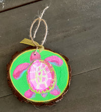 Hand-Painted Coastal Ornament Set | Grandmillennial Preppy Christmas Decor | OBX Handmade Wood Slices