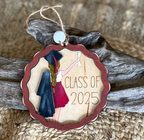 2025 Graduation Ornament – Hand Painted, Personalized, Handmade.