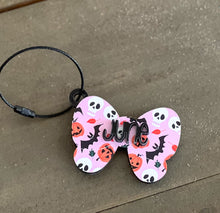 Spooky Coquette Personalized Halloween Bow Bag Tag – Custom Name, OBX Handmade.